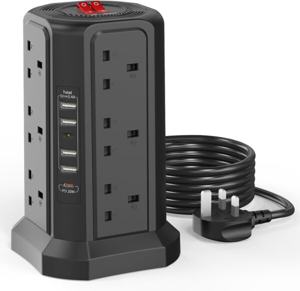 Tower Extension Lead with USB Slots 3M and 20W USB