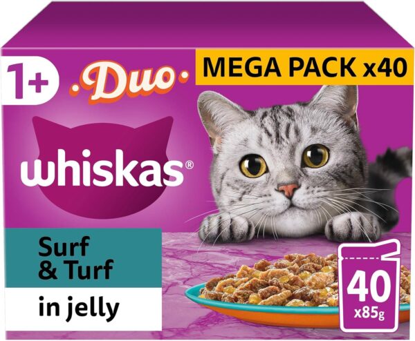 Whiskas Tasty Duo 1+ Surf and Turf in Jelly 40 x 85 g Pouches,